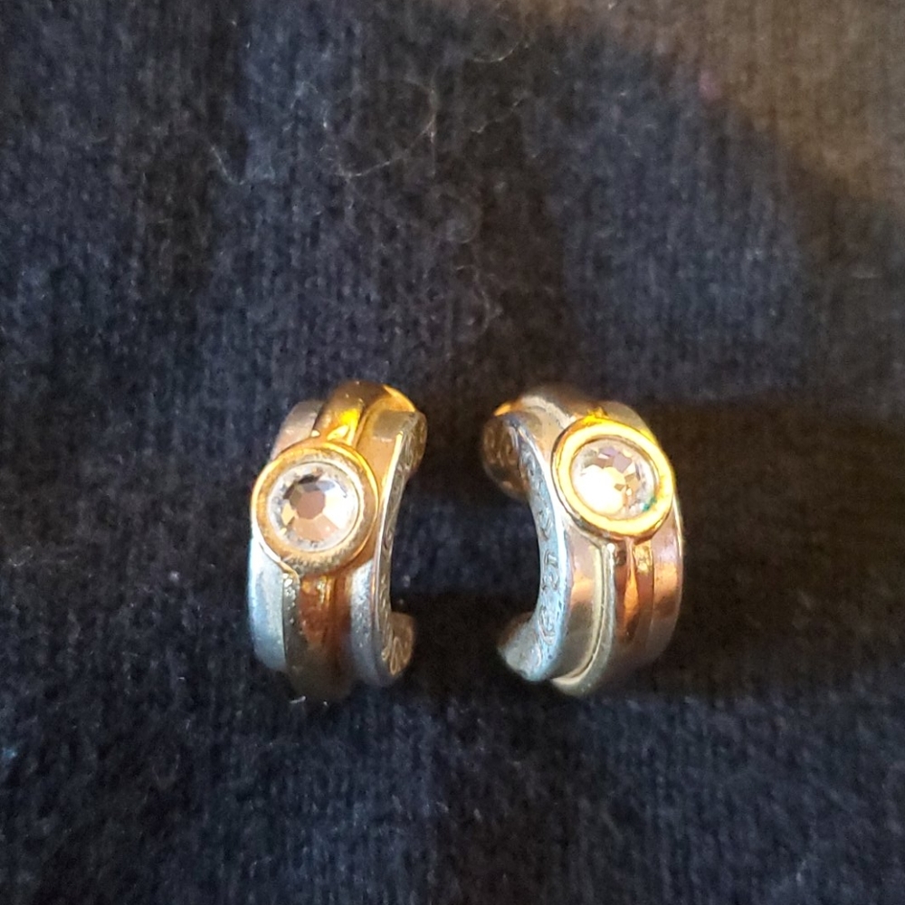 Brighton Two-Tone Sparkle Huggie Hoop Earrings